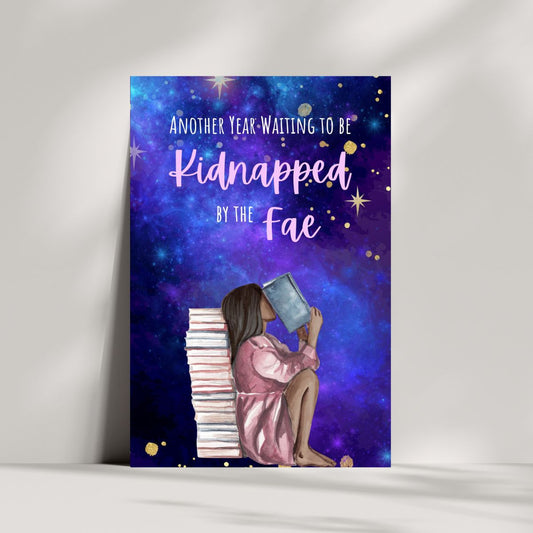 Kidnapped by the Fae Birthday Card, Bookish Greeting Card for Book Lovers, BookTok Gift, Kindle Girlie Birthday Gift