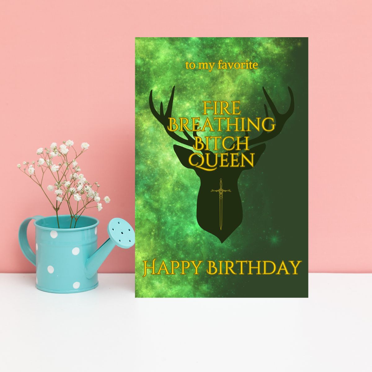 Fire Breathing Bitch Queen Birthday Card