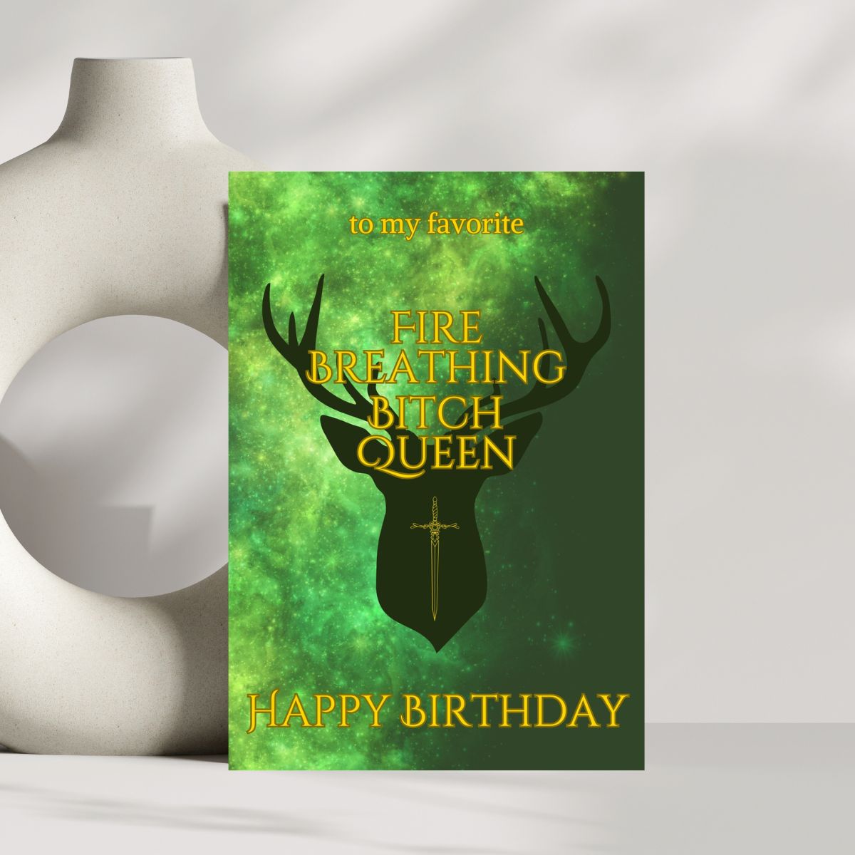 Fire Breathing Bitch Queen Birthday Card