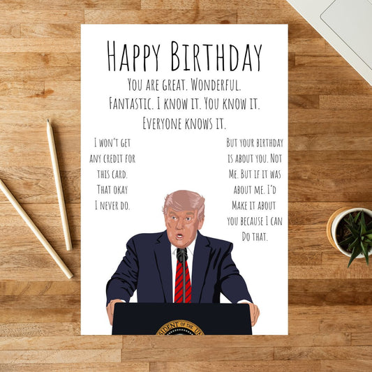 Printable Funny Trump Birthday Card, Political Card for Dad, Father-in-Law Birthday Card, 40th 50th 60th Birthday Gift for Him