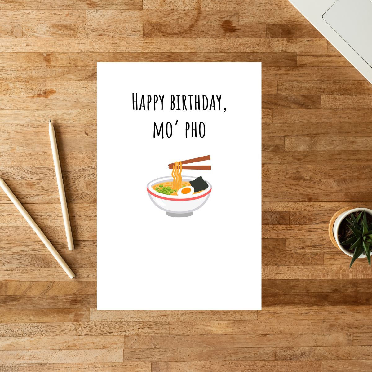 Printable Happy Birthday Mo' Pho Card, Funny Pun Birthday Card, Humorous Card for Him or Her, Unique Birthday Greeting, Instant Download