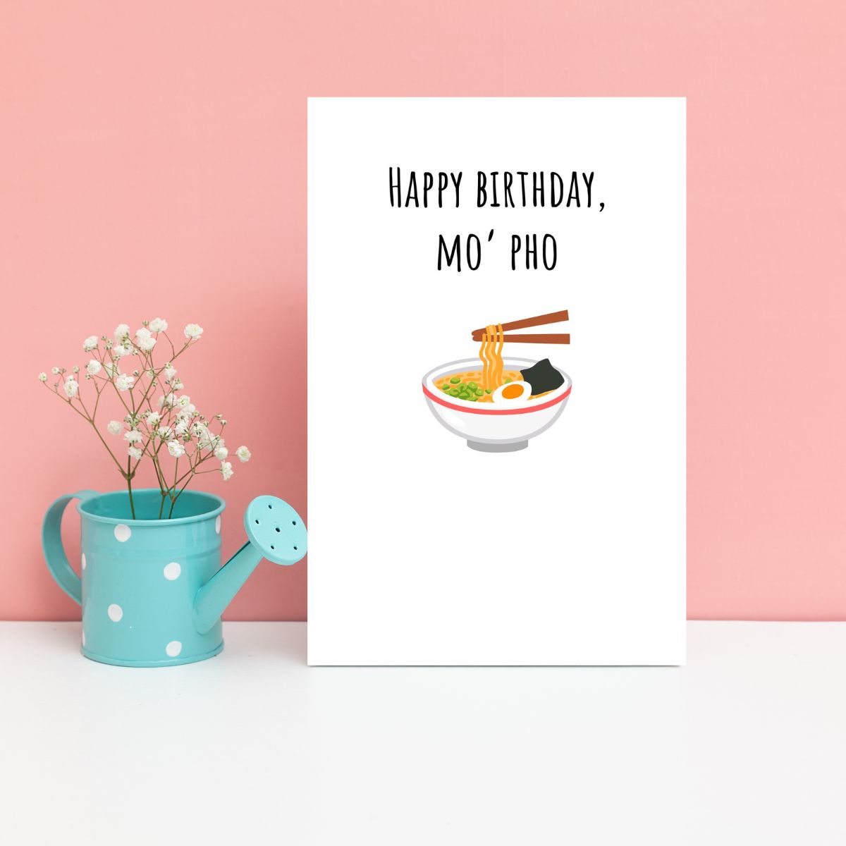 Printable Happy Birthday Mo' Pho Card, Funny Pun Birthday Card, Humorous Card for Him or Her, Unique Birthday Greeting, Instant Download