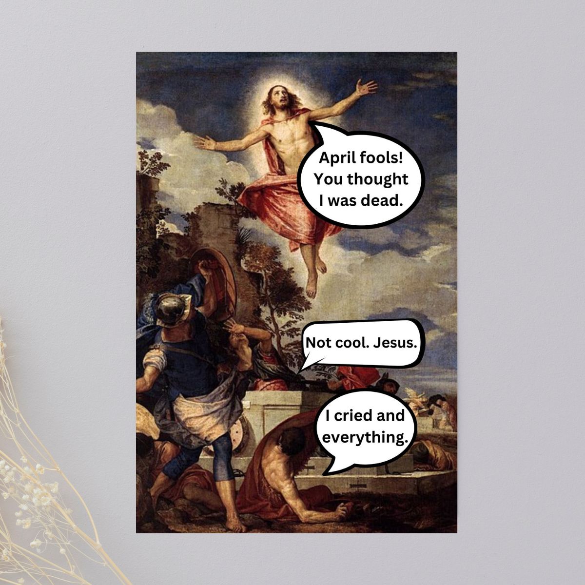 Funny April Fools Jesus Card, Irreverent Adult Card