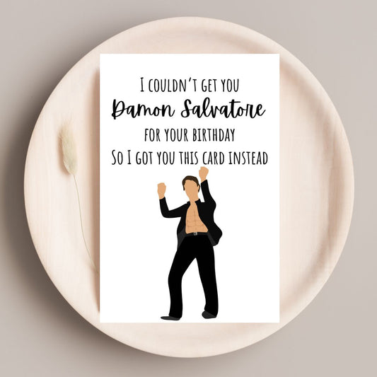 Damon Salvatore Birthday Card, Vampire Diaries Birthday Greeting Card, Bookish Greeting Card, Booktok Greeting Card