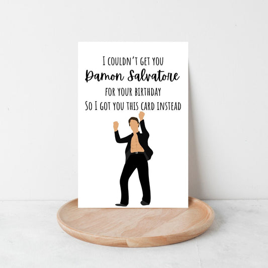 Printable Damon Salvatore Birthday Card, Bookish Funny Card for Her, Vampire Diaries Card, Book Gift for Her, Booktok Gift, Fantasy Card