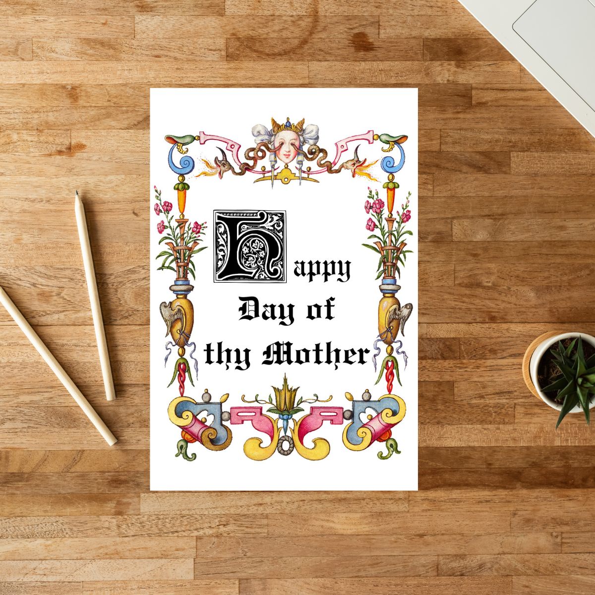 Printable Medieval Mother's Day Card, Happy Day of thy Mother Greeting Card, Renaissance Faire Mother's Day card