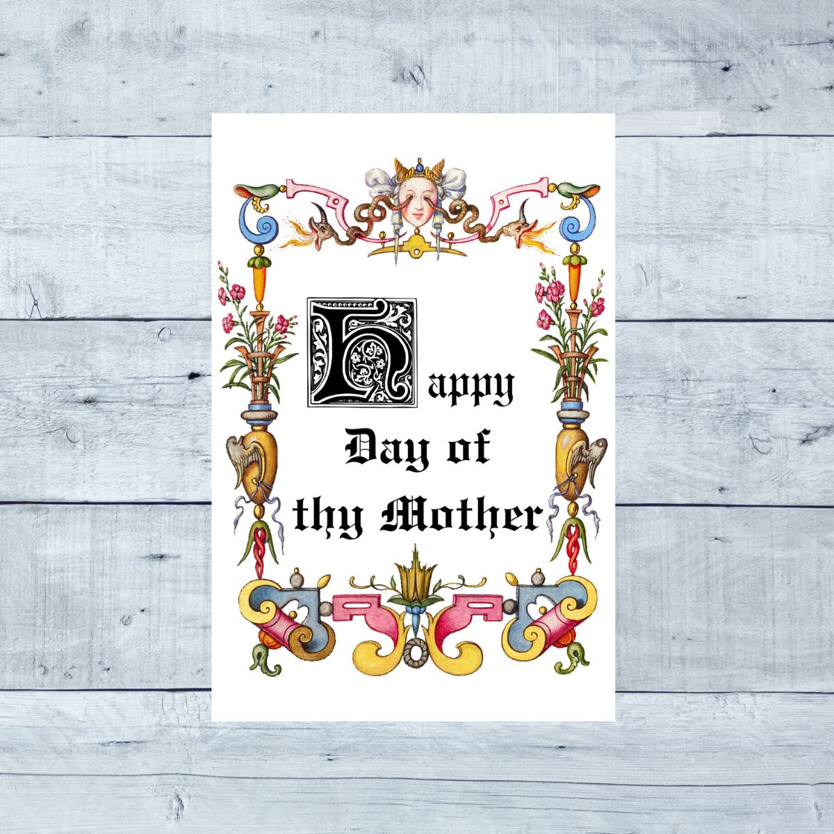 Medieval Mother's Day Card, Happy Day of thy Mother Greeting Card, Renaissance Faire Mother's Day card, Cute Medieval Card for Mom