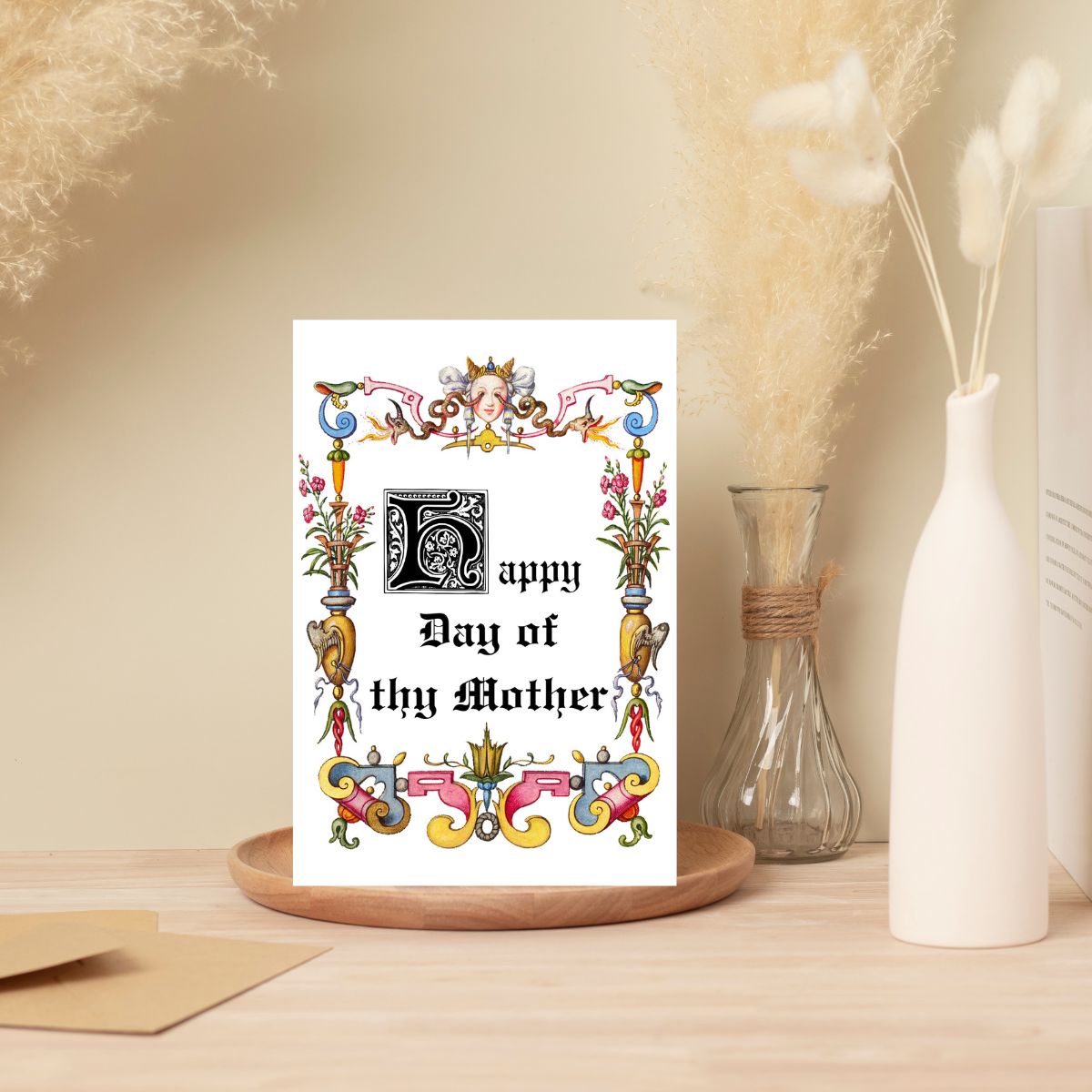 Medieval Mother's Day Card, Happy Day of thy Mother Greeting Card, Renaissance Faire Mother's Day card, Cute Medieval Card for Mom