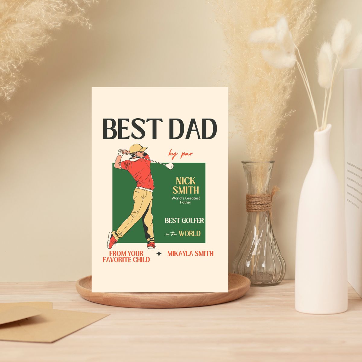 Personalized Father's Day Golf Greeting Card, Cute Golf Greeting Card for Dad, Cool Golf Card for Father's Day