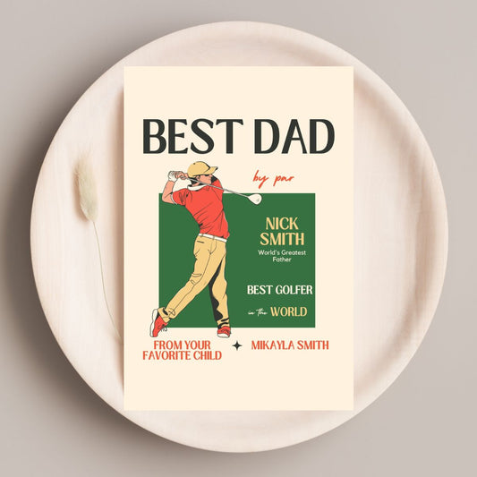 Personalized Father's Day Golf Greeting Card, Cute Golf Greeting Card for Dad, Cool Golf Card for Father's Day