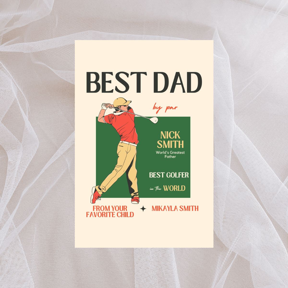 Personalized Father's Day Golf Greeting Card, Cute Golf Greeting Card for Dad, Cool Golf Card for Father's Day