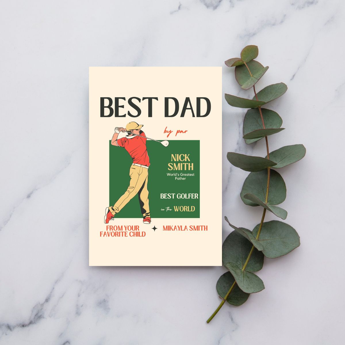 Personalized Father's Day Golf Greeting Card, Cute Golf Greeting Card for Dad, Cool Golf Card for Father's Day