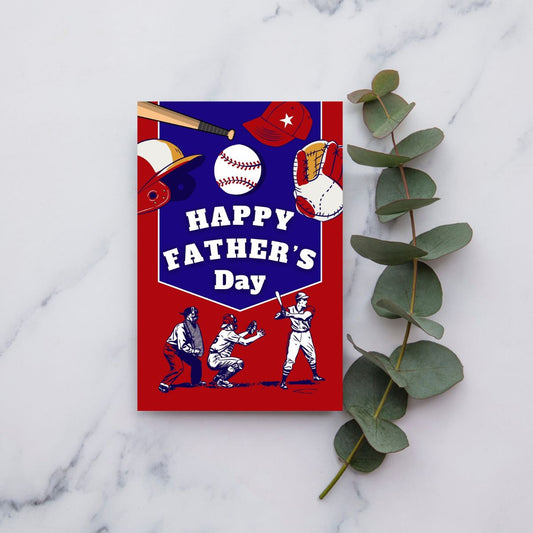 Old School Baseball Father's Day Card | Vintage MLB-Inspired Greeting Card for Dad | Baseball Lover Gift | Card for Father-in-Law or Dad