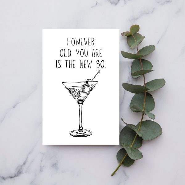 Printable Funny Martini Birthday Card