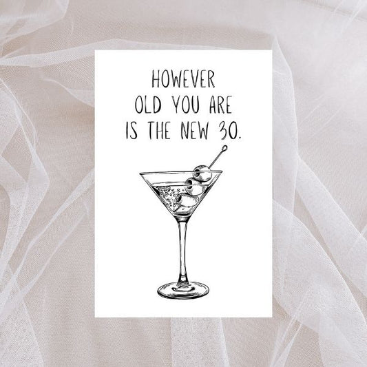 Printable Funny Martini Birthday Card