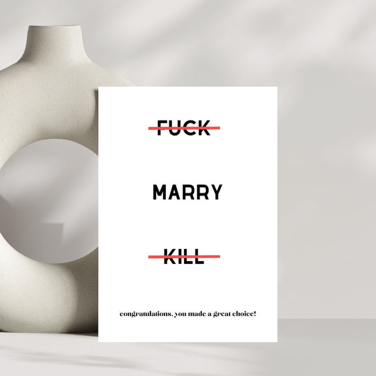 Funny Fuck Marry Kill Wedding Card