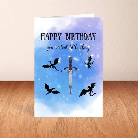 Violent Little Thing Bookish Funny Birthday Card for her