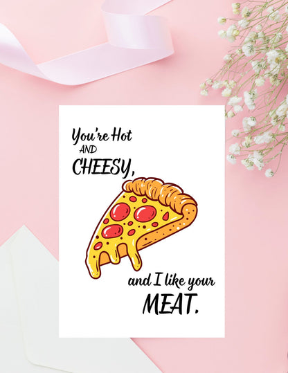 Dirty Anniversary Card for Boyfriend, Funny Anniversary Card, Pizza Lover Gift, Dirty Valentine's Day Card, Humorous Card for Him