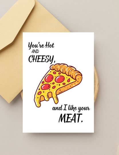 Dirty Anniversary Card for Boyfriend, Funny Anniversary Card, Pizza Lover Gift, Dirty Valentine's Day Card, Humorous Card for Him