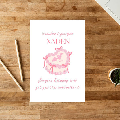 Printable Couldn't Get You Xaden For Your Birthday Card, Fourth Wing Birthday Card, Funny Book Boyfriend Card, Greeting Card
