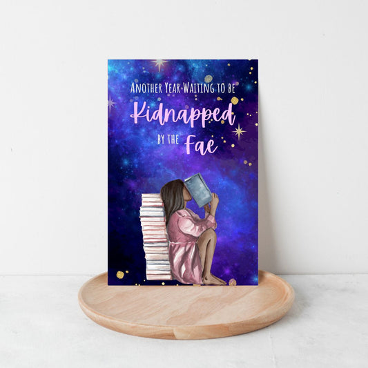 Kidnapped by the Fae Birthday Card, Bookish Greeting Card for Book Lovers, BookTok Gift, Kindle Girlie Birthday Gift