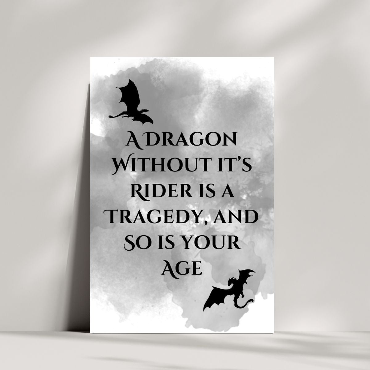 Fourth Wing Birthday Greeting card, Dragon Without it's Rider is a Tragedy and So is Your Age, Funny Fourth Wing Dragon Birthday Card
