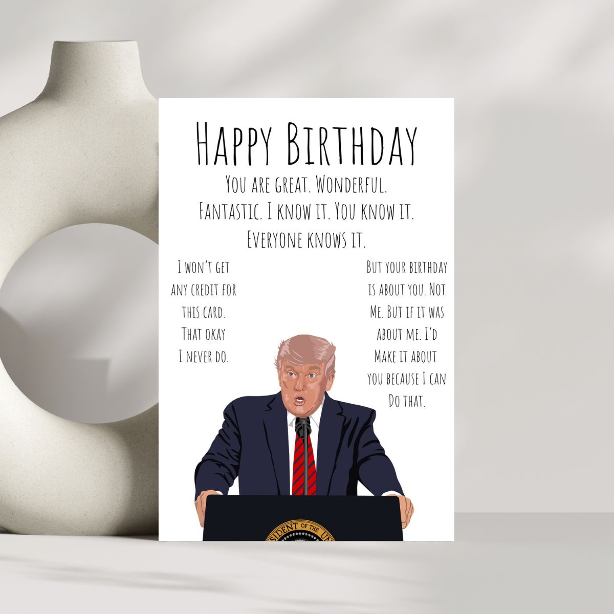 Printable Funny Trump Birthday Card, Political Card for Dad, Father-in-Law Birthday Card, 40th 50th 60th Birthday Gift for Him