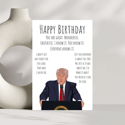 Printable Funny Trump Birthday Card, Political Card for Dad, Father-in-Law Birthday Card, 40th 50th 60th Birthday Gift for Him