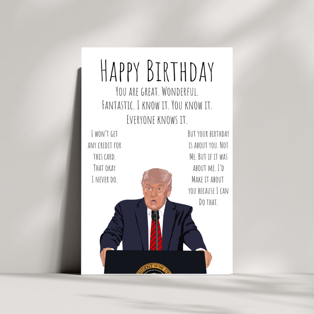 Printable Funny Trump Birthday Card, Political Card for Dad, Father-in-Law Birthday Card, 40th 50th 60th Birthday Gift for Him