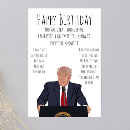 Printable Funny Trump Birthday Card, Political Card for Dad, Father-in-Law Birthday Card, 40th 50th 60th Birthday Gift for Him