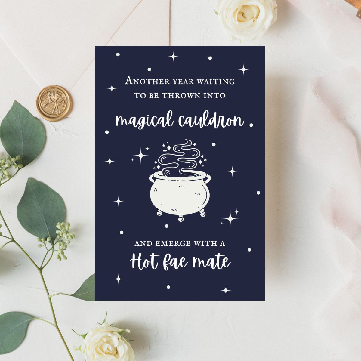 Thrown into the Cauldron Birthday Card, Romantasy Fae Mate