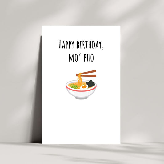 Printable Happy Birthday Mo' Pho Card, Funny Pun Birthday Card, Humorous Card for Him or Her, Unique Birthday Greeting, Instant Download