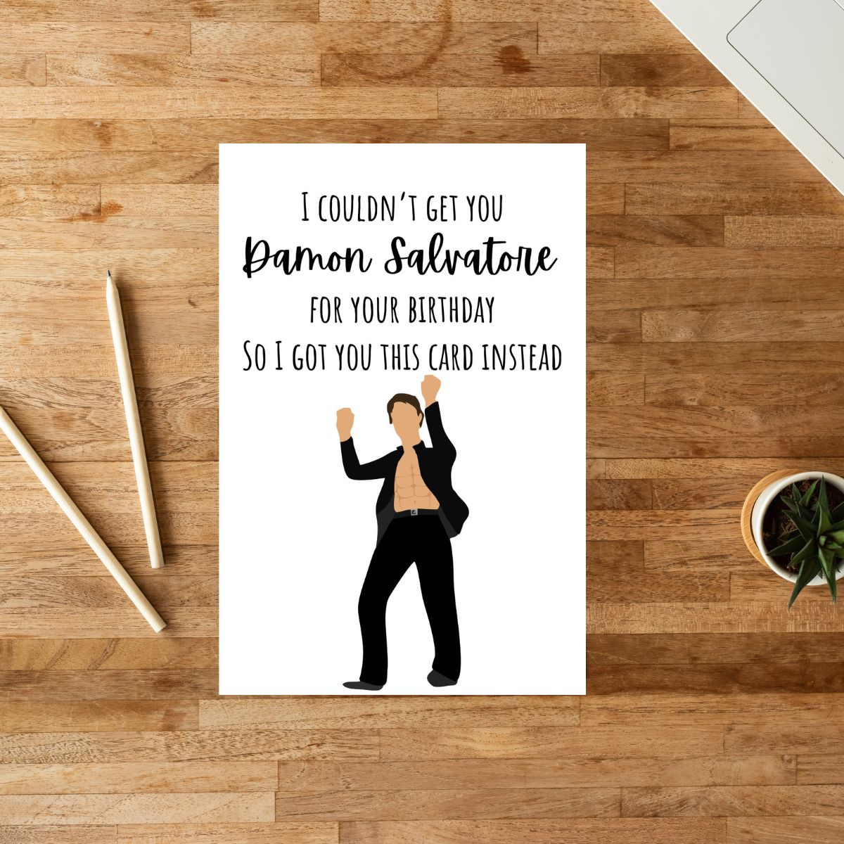Printable Damon Salvatore Birthday Card, Bookish Funny Card for Her, Vampire Diaries Card, Book Gift for Her, Booktok Gift, Fantasy Card