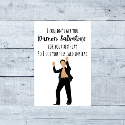 Printable Damon Salvatore Birthday Card, Bookish Funny Card for Her, Vampire Diaries Card, Book Gift for Her, Booktok Gift, Fantasy Card