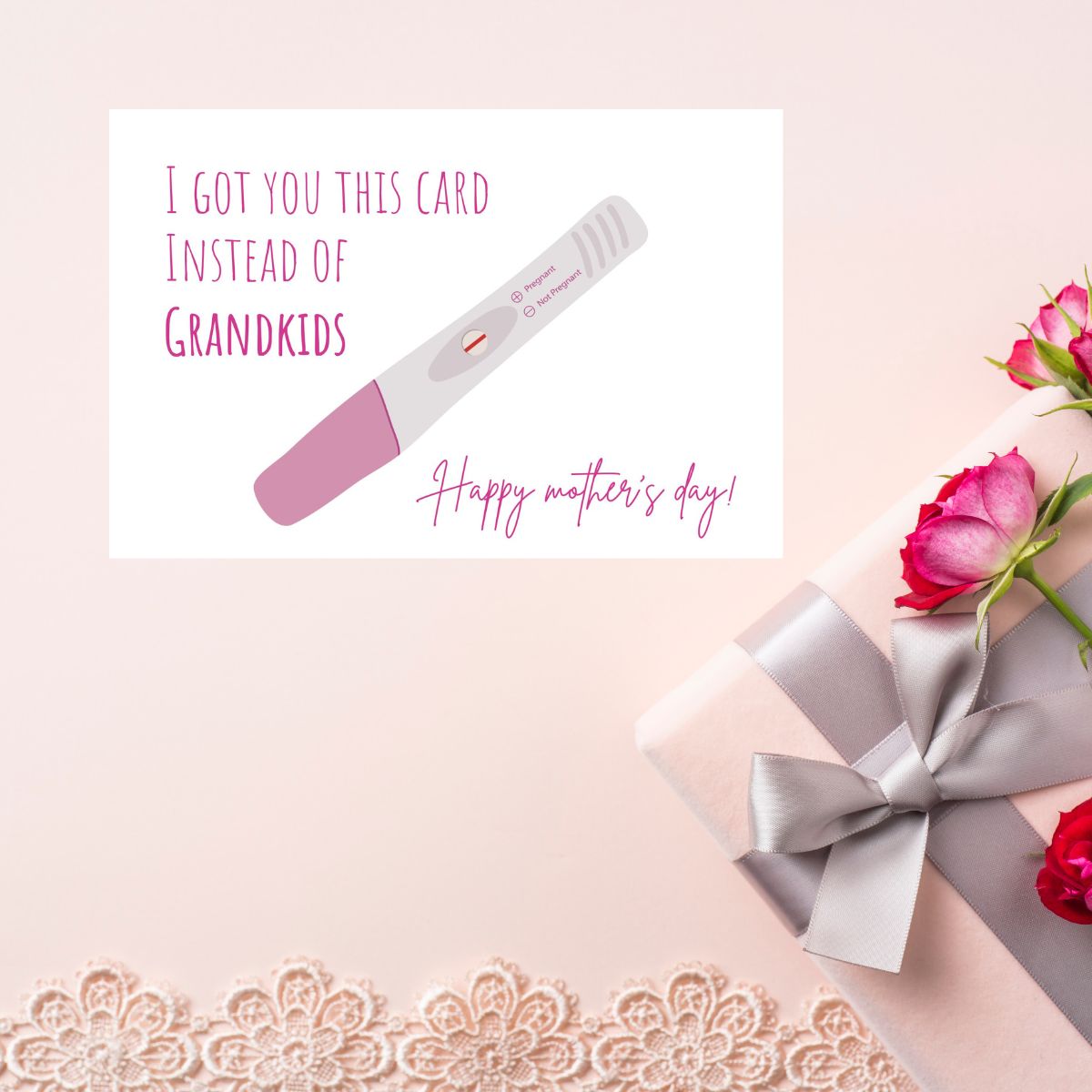 Printable I Got You This Card Instead Of Grandkids, Funny Mother's Day Card, Rude Mom Day Greeting, Hilarious Mom Gift, Humorous Card