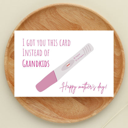 Printable I Got You This Card Instead Of Grandkids, Funny Mother's Day Card, Rude Mom Day Greeting, Hilarious Mom Gift, Humorous Card