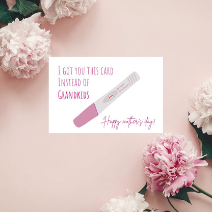 Printable I Got You This Card Instead Of Grandkids, Funny Mother's Day Card, Rude Mom Day Greeting, Hilarious Mom Gift, Humorous Card