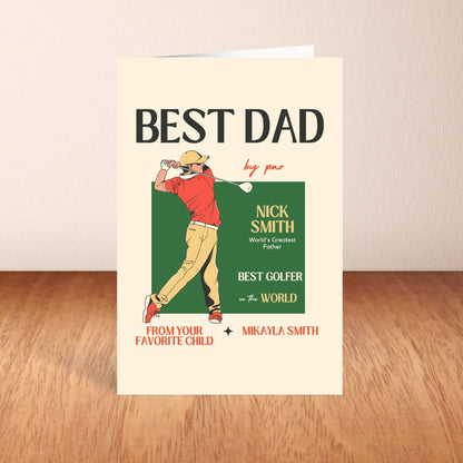 Personalized Father's Day Golf Greeting Card, Cute Golf Greeting Card for Dad, Cool Golf Card for Father's Day