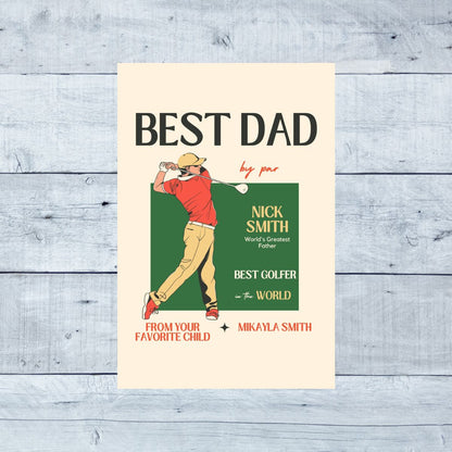 Personalized Father's Day Golf Greeting Card, Cute Golf Greeting Card for Dad, Cool Golf Card for Father's Day