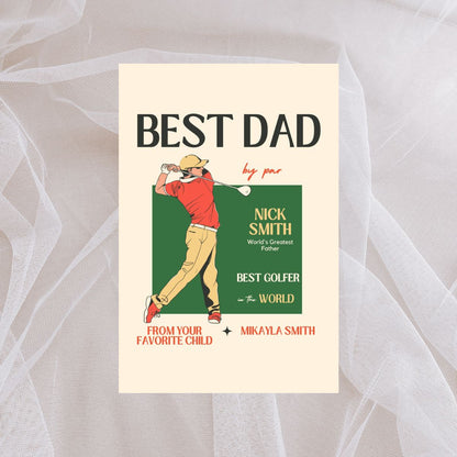 Personalized Father's Day Golf Greeting Card, Cute Golf Greeting Card for Dad, Cool Golf Card for Father's Day