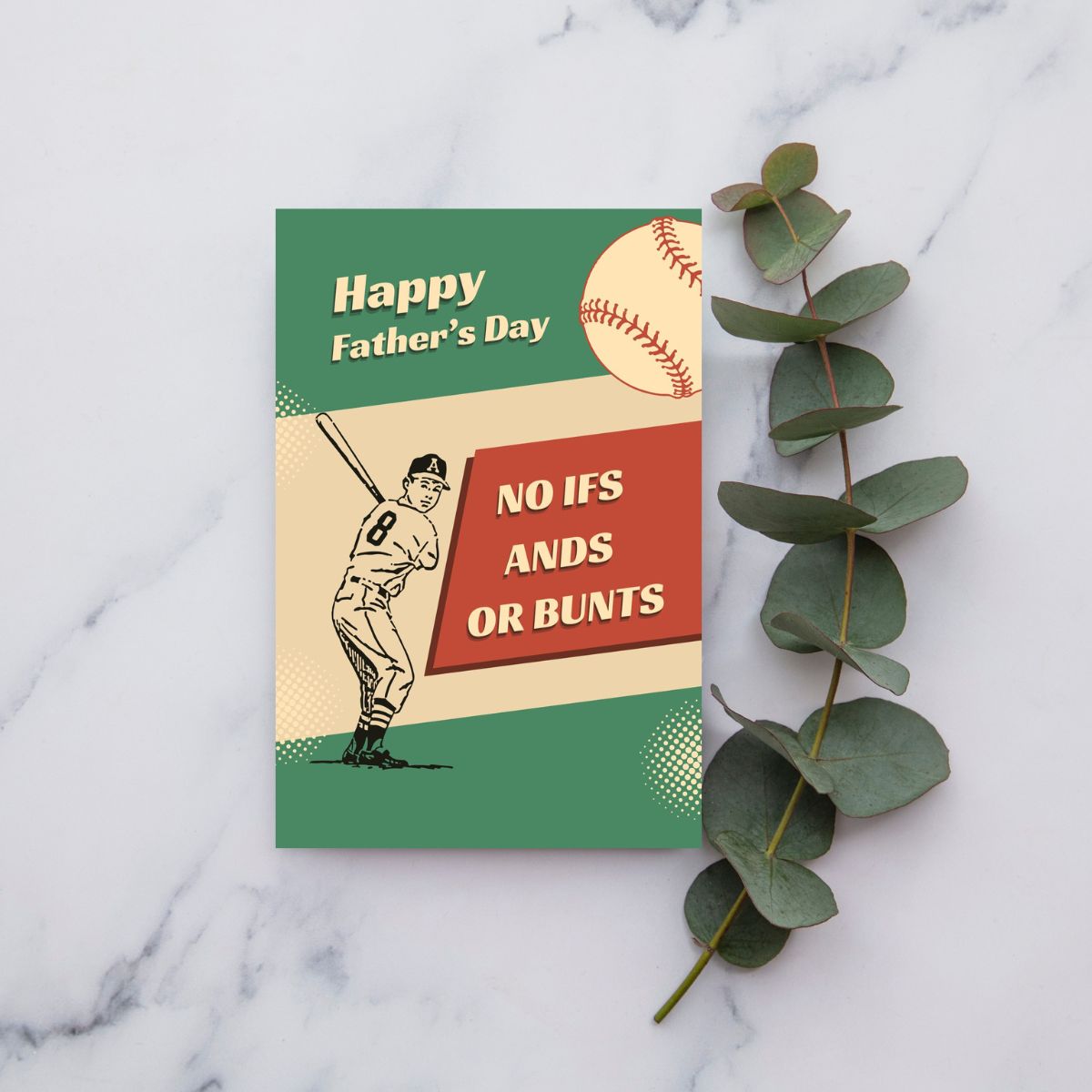 Retro Baseball father's Day Greeting Card, Baseball Card for Dad, No ifs and or Bunts, Cute Card for Dad