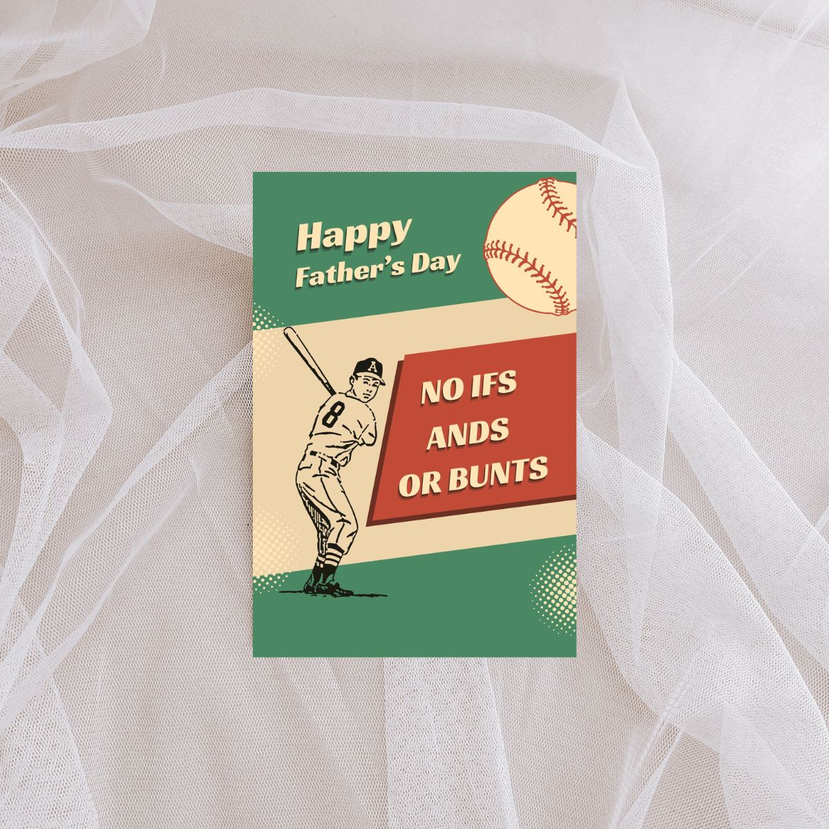 Retro Baseball father's Day Greeting Card, Baseball Card for Dad, No ifs and or Bunts, Cute Card for Dad