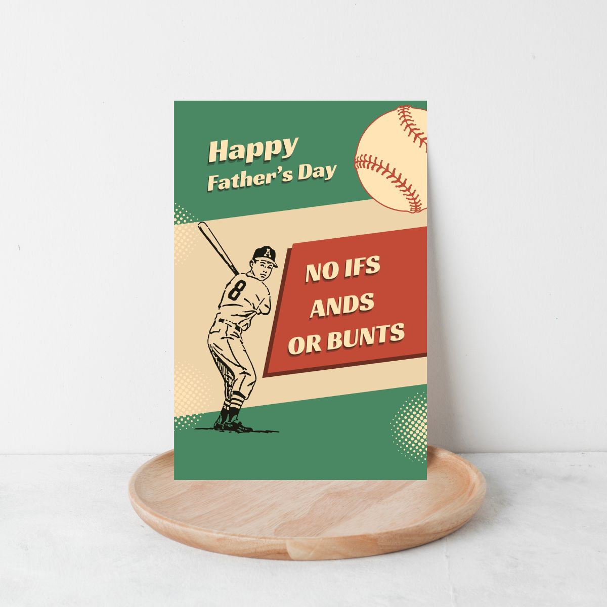 Retro Baseball father's Day Greeting Card, Baseball Card for Dad, No ifs and or Bunts, Cute Card for Dad