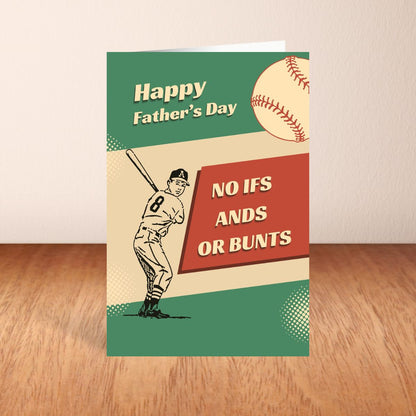 Retro Baseball father's Day Greeting Card, Baseball Card for Dad, No ifs and or Bunts, Cute Card for Dad