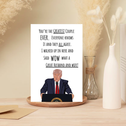Funny Trump Wedding Card, Political Wedding Greeting Card for Husband, Wife, or Son-in-Law, Trump Wedding Day Card, Hilarious GOP Humor Gift