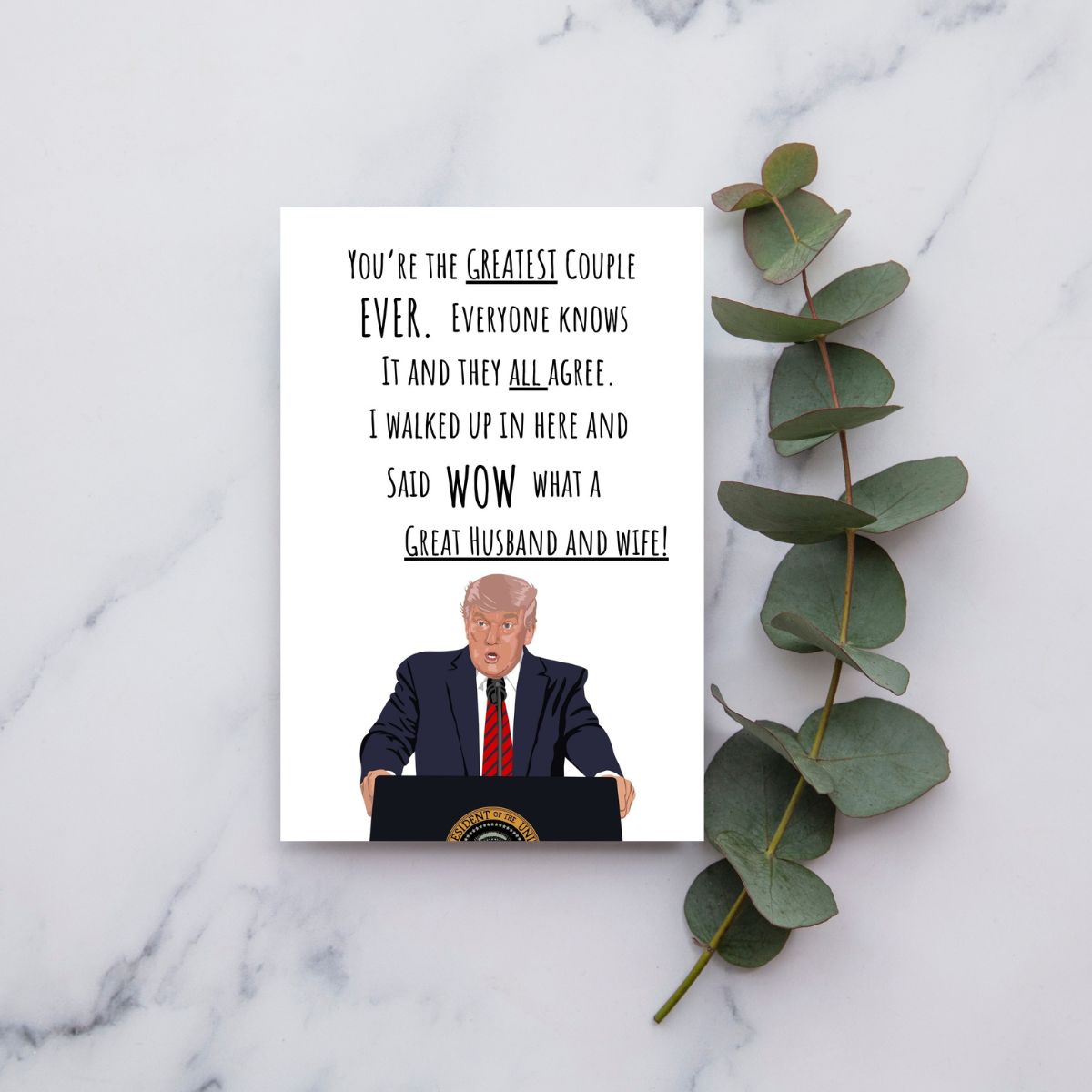 Funny Trump Wedding Card, Political Wedding Greeting Card for Husband, Wife, or Son-in-Law, Trump Wedding Day Card, Hilarious GOP Humor Gift