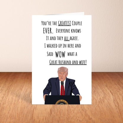 Funny Trump Wedding Card, Political Wedding Greeting Card for Husband, Wife, or Son-in-Law, Trump Wedding Day Card, Hilarious GOP Humor Gift