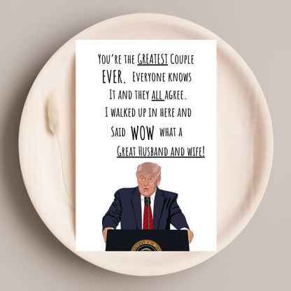 Funny Trump Wedding Card, Political Wedding Greeting Card for Husband, Wife, or Son-in-Law, Trump Wedding Day Card, Hilarious GOP Humor Gift