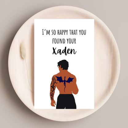 Xaden Riorson Greeting Card, Funny Bookish Wedding or Bridal Shower Card for Her, Book Lover Gift, Fourth Wing Inspired Personalized Card