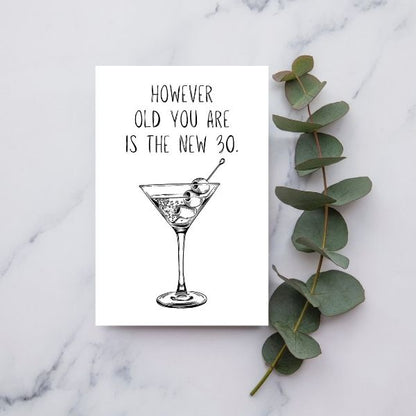Printable Funny Martini Birthday Card